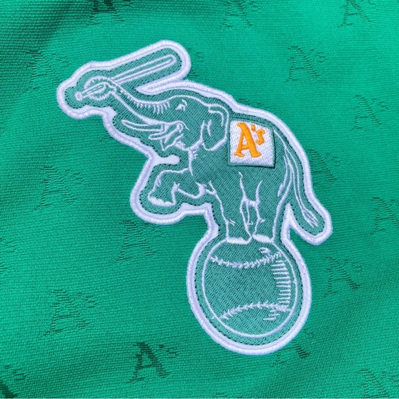 Mitchell & Ness Oakland A’s Vintage Track Jacket Green Yellow 3XL Streetwear - Picture 4 of 8